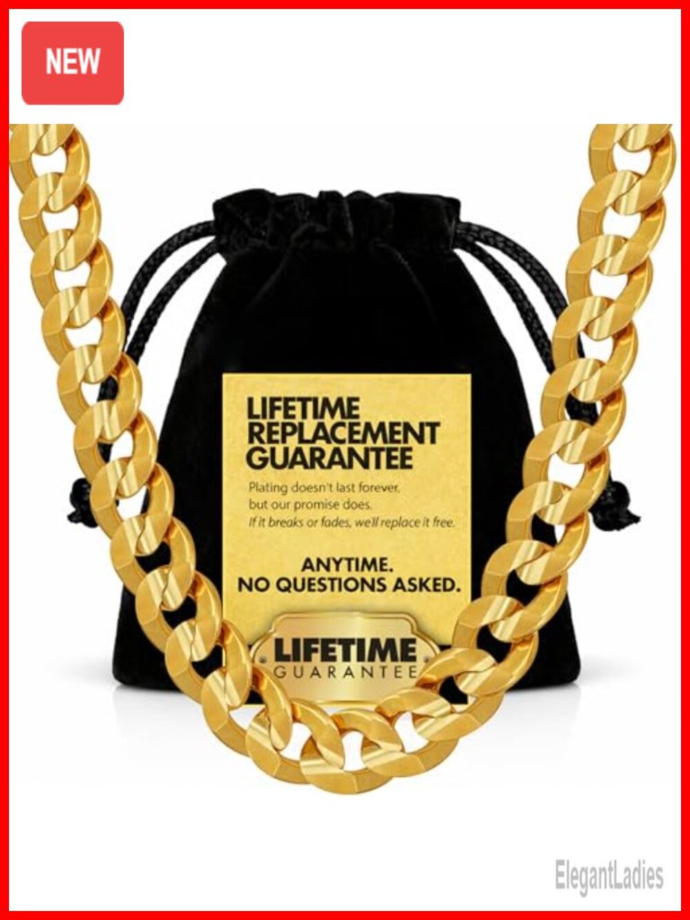 Men's Gold Plated Cuban Link Chain Necklace 22in
